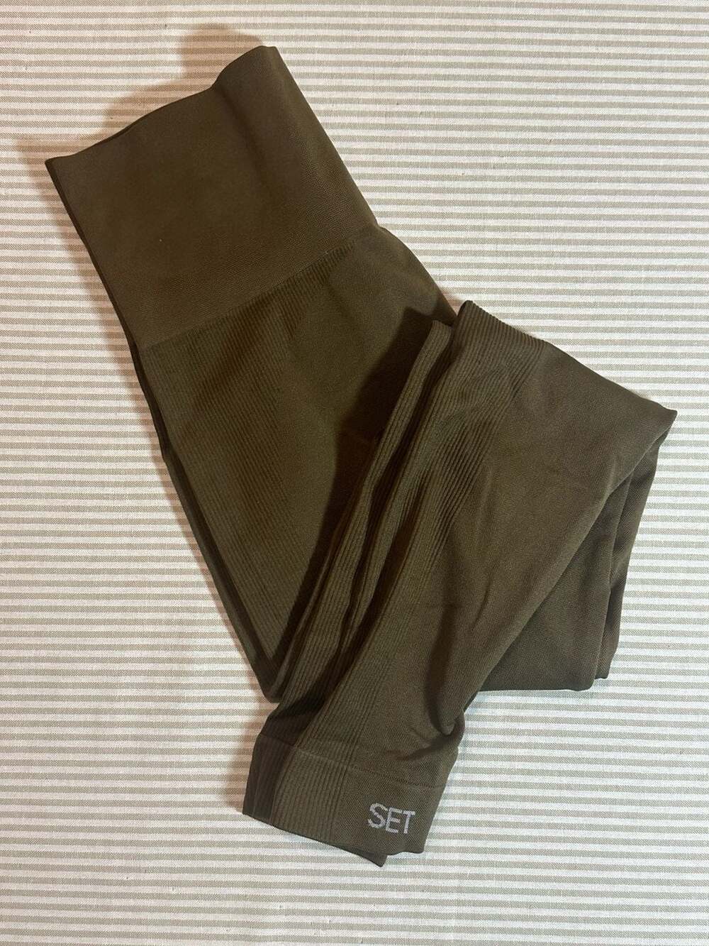SET Active x Revolve Ribbed Leggings Olive Green Size S